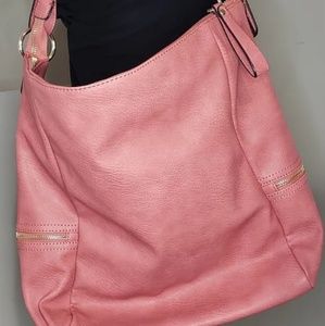 Convertible crossbody/shoulder bag in coral